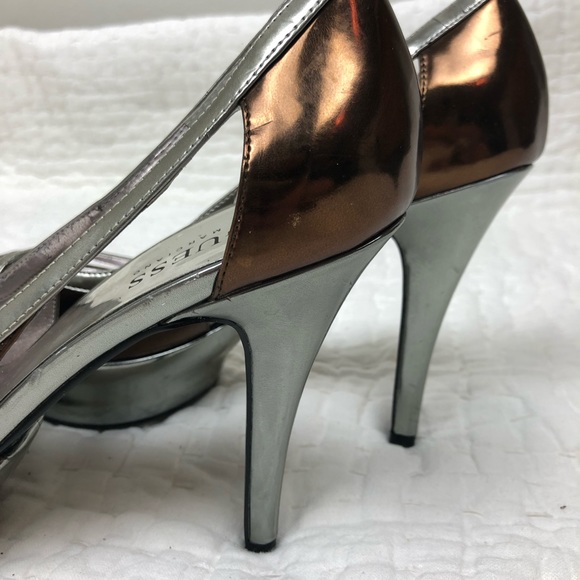 Guess Metallic Bronze and Silver Peep Toe Heels - Picture 6 of 8